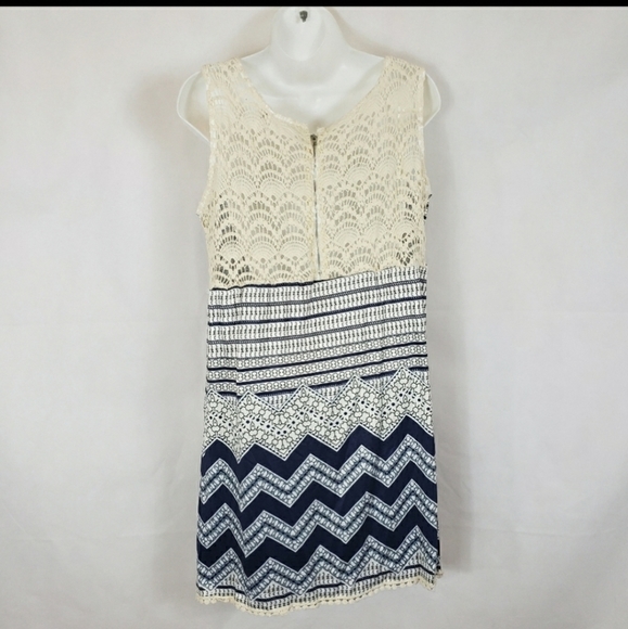 Bohemian Style Print Lace Patchwork Dress Medium - Picture 4 of 5